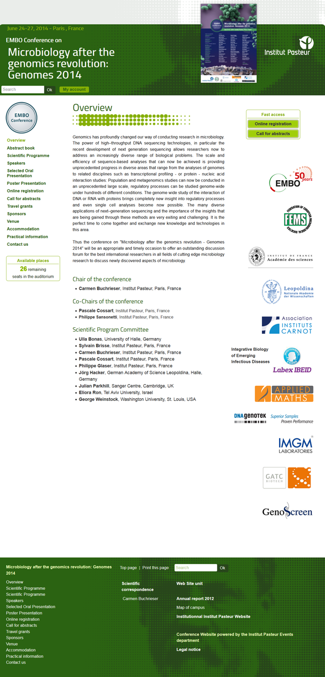 Informations gnrales de la manifestation directement en ligne