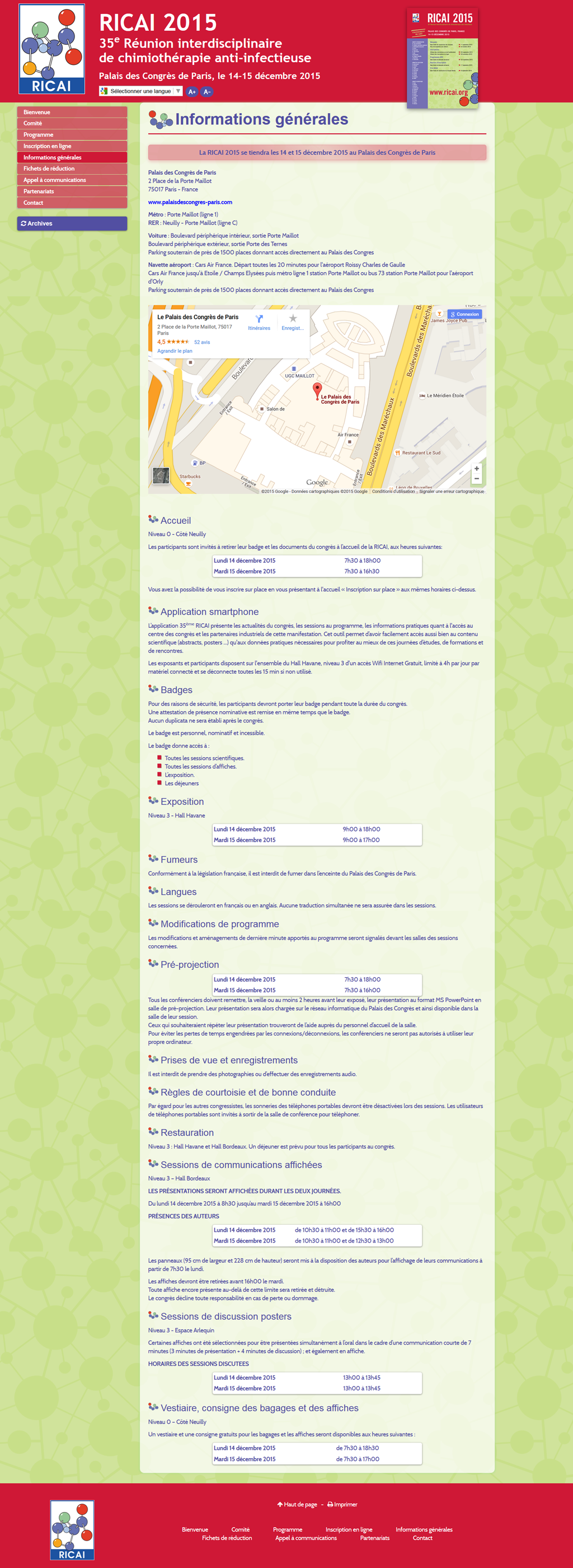 Informations gnrales de la manifestation directement en ligne