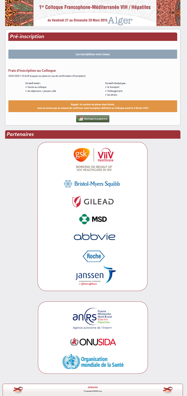 Informations contact organisateur de congrs inscription - Rsums - Sponsors