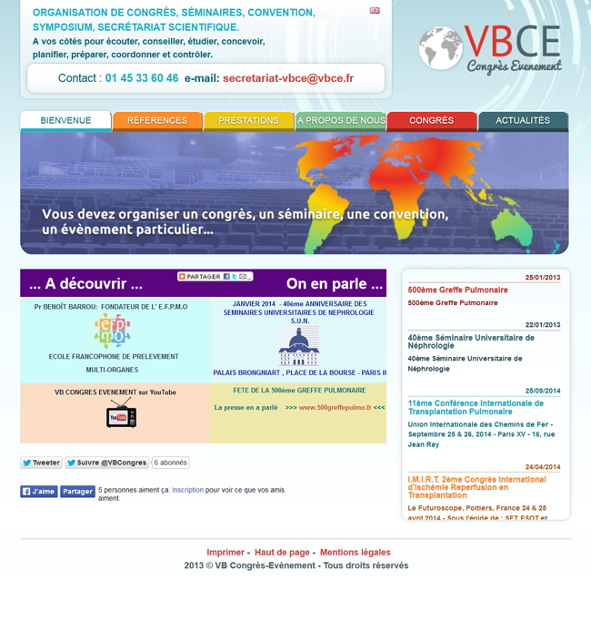 Gestion de manifestation - Site promotionnel